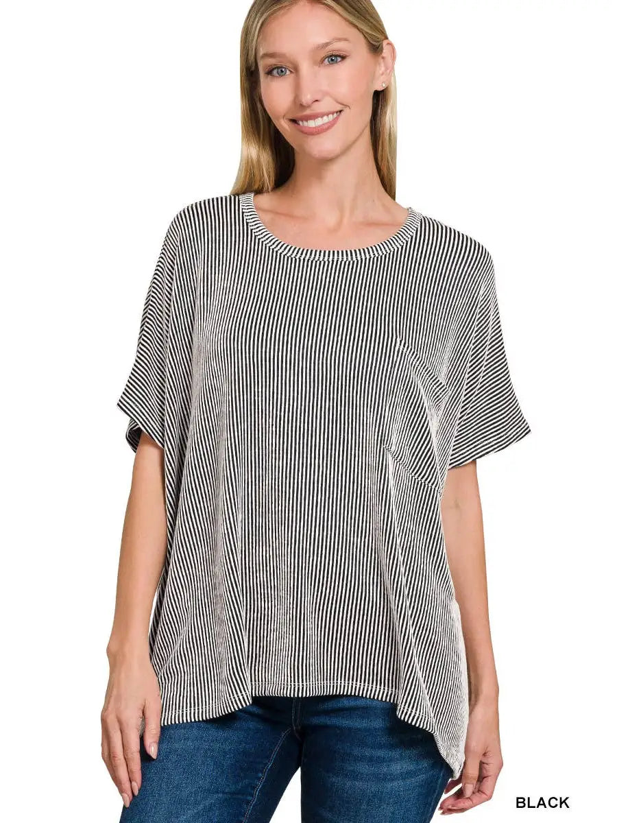 Black and white oversized rib