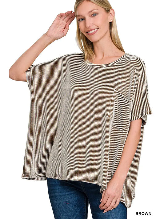 Brown and white oversized short sleeve