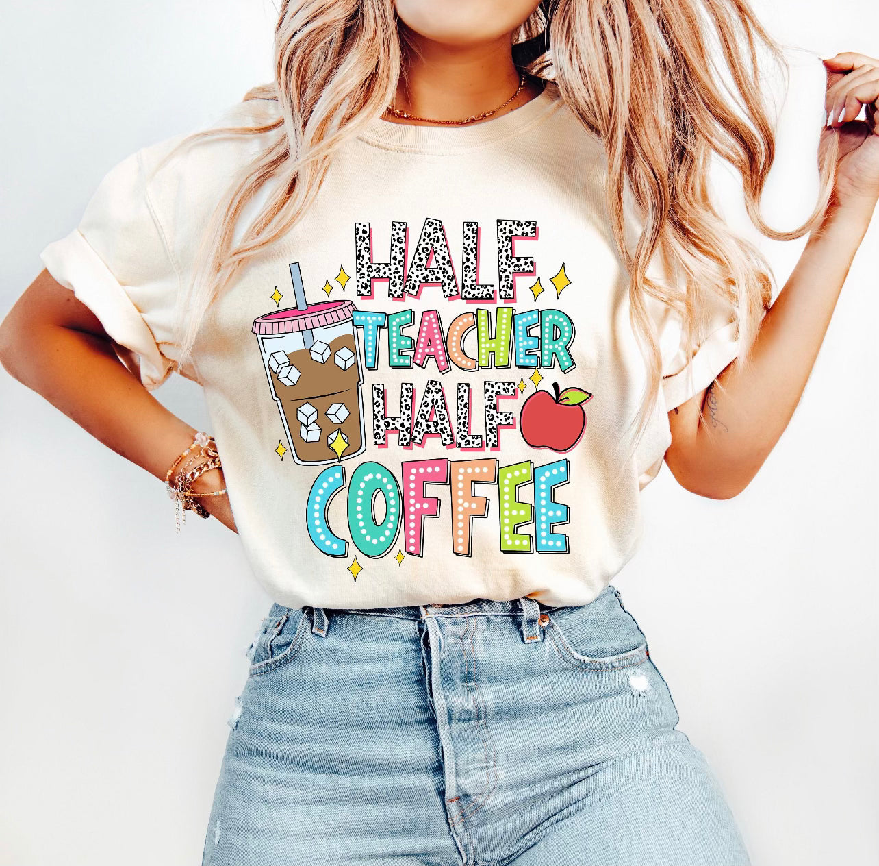 Half Teacher Half Coffee Graphic Tee