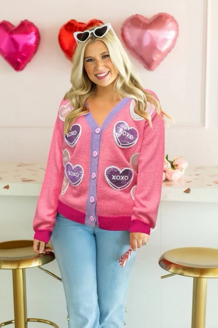 Conversation Hearts Button Up Cardigan