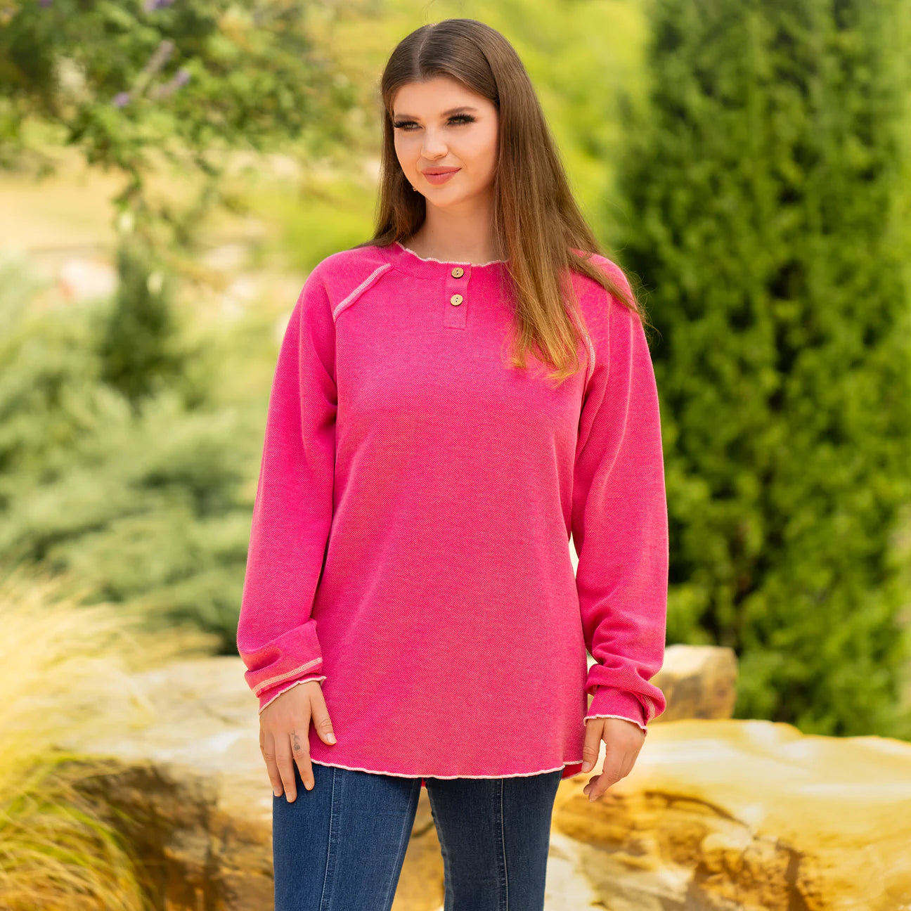 Knit Long Sleeve With Accent Buttons