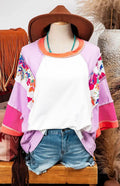 Floral Color Block Patchwork Top