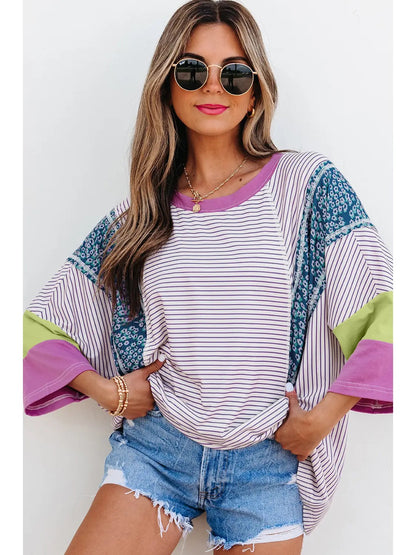 Striped Colorblock Patchwork Tee – Wildflower Mix