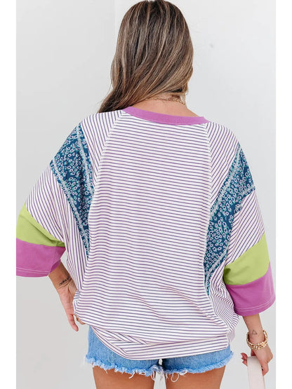 Striped Colorblock Patchwork Tee – Wildflower Mix