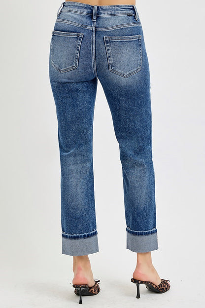 RISEN JEANS TUMMY CONTROL HIGH RISE CROP STRAIGHT