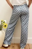 Sky Blue Loose Style Checkered Pants