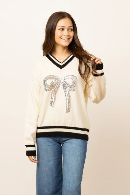 Sequin Bow Sweater