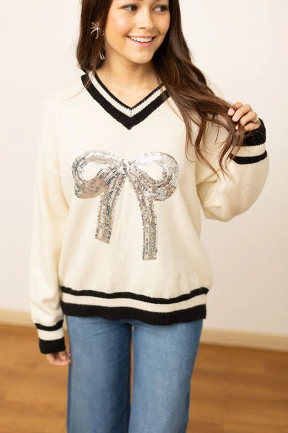 Sequin Bow Sweater