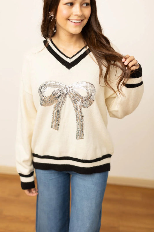 Sequin Bow Sweater