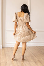 Jacquard Babydoll Dress Beige