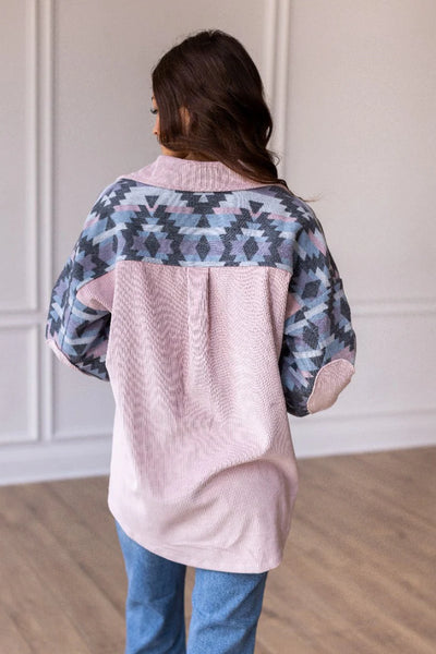 The Finish Touch Pink Aztec Shacket