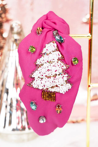 Pink Christmas Tree Headband