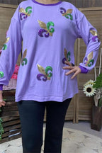Mardi Gras Fleur Patch Long Sleeve