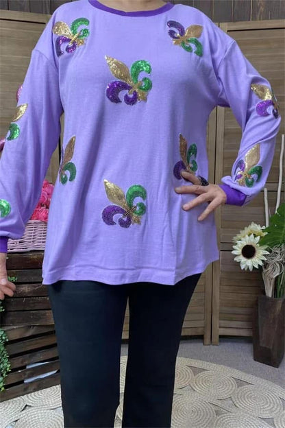 Mardi Gras Fleur Patch Long Sleeve