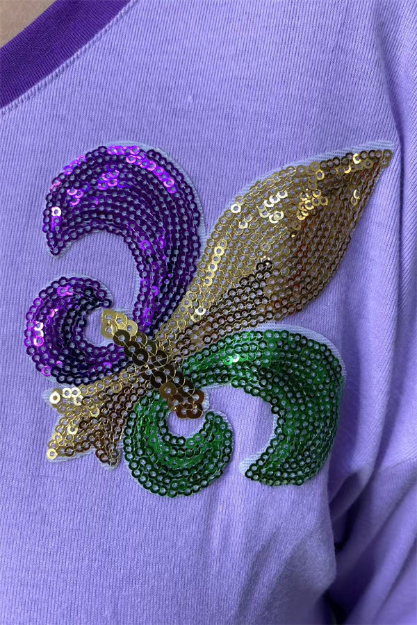 Mardi Gras Fleur Patch Long Sleeve