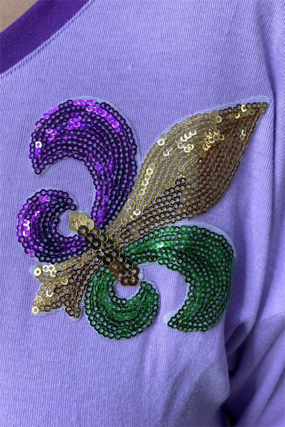 Mardi Gras Fleur Patch Long Sleeve