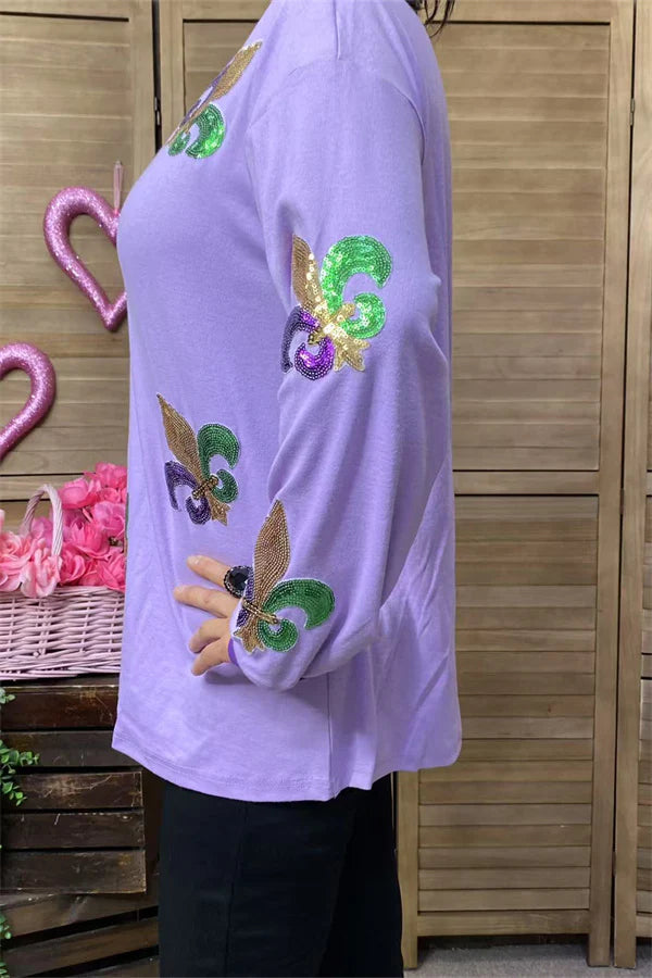 Mardi Gras Fleur Patch Long Sleeve