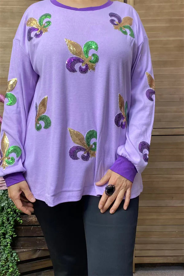 Mardi Gras Fleur Patch Long Sleeve
