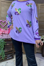 Mardi Gras Fleur Patch Long Sleeve