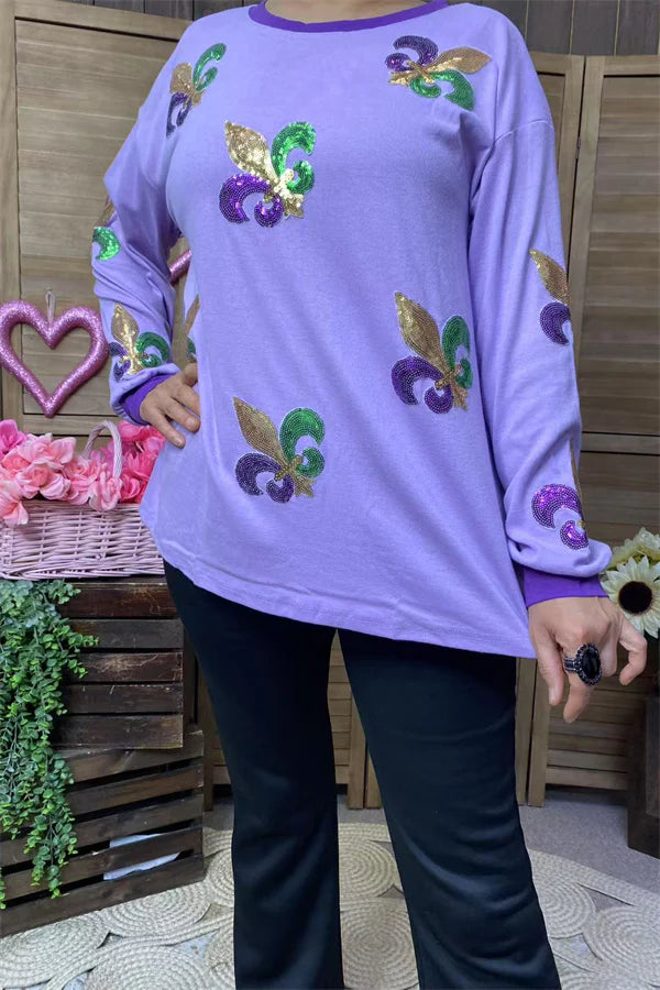 Mardi Gras Fleur Patch Long Sleeve