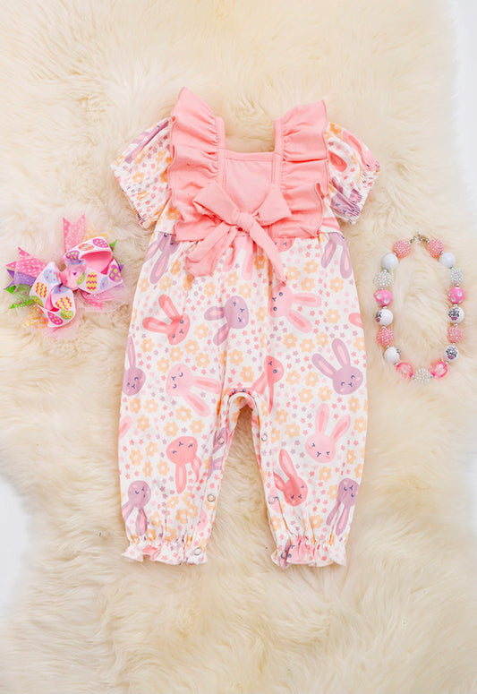 Pink Ruffle Easter Bunny Romper