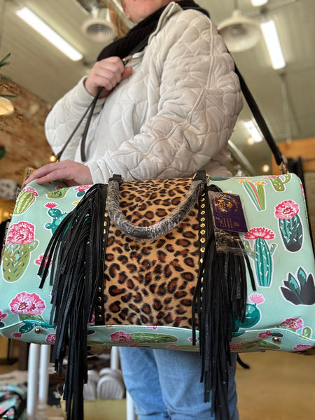 NGIL Faux Leopard Travel Duffle Bag