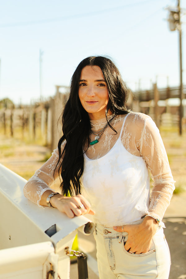 Lucky & Blessed Mesh Floral Top