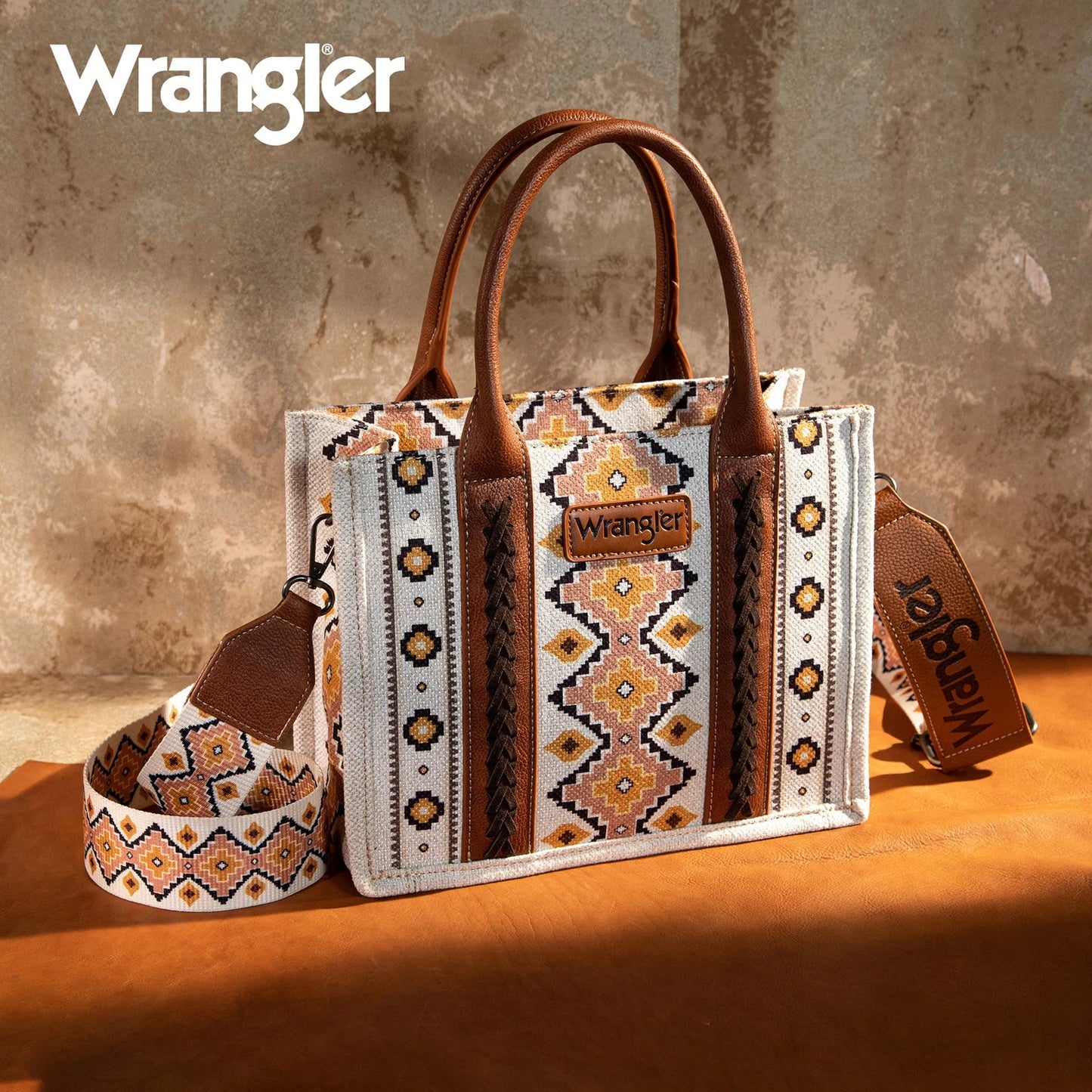 Wrangler White Aztec Tote