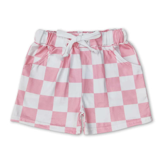 Girls Checkered Drawstring Shorts