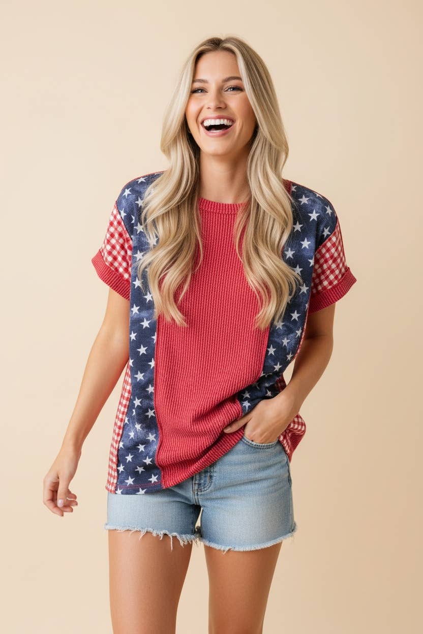 4TH CUT Americana-inspired knit top