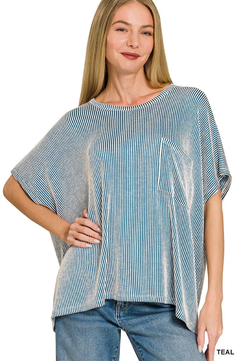 Corded Rib Oversized Short-sleeve Top