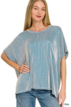Corded Rib Oversized Short-sleeve Top