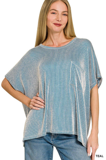 Corded Rib Oversized Short-sleeve Top