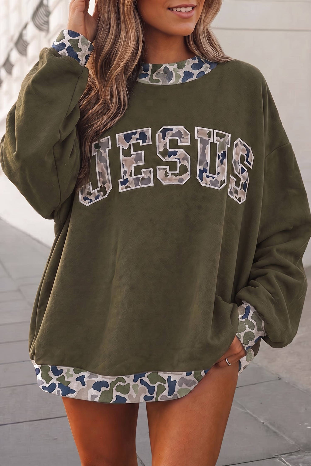 Western Mallard Duck Letter Mockneck Sweatshirt