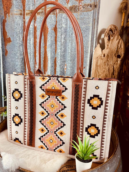 Wrangler Aztec Tote/Purse Creme