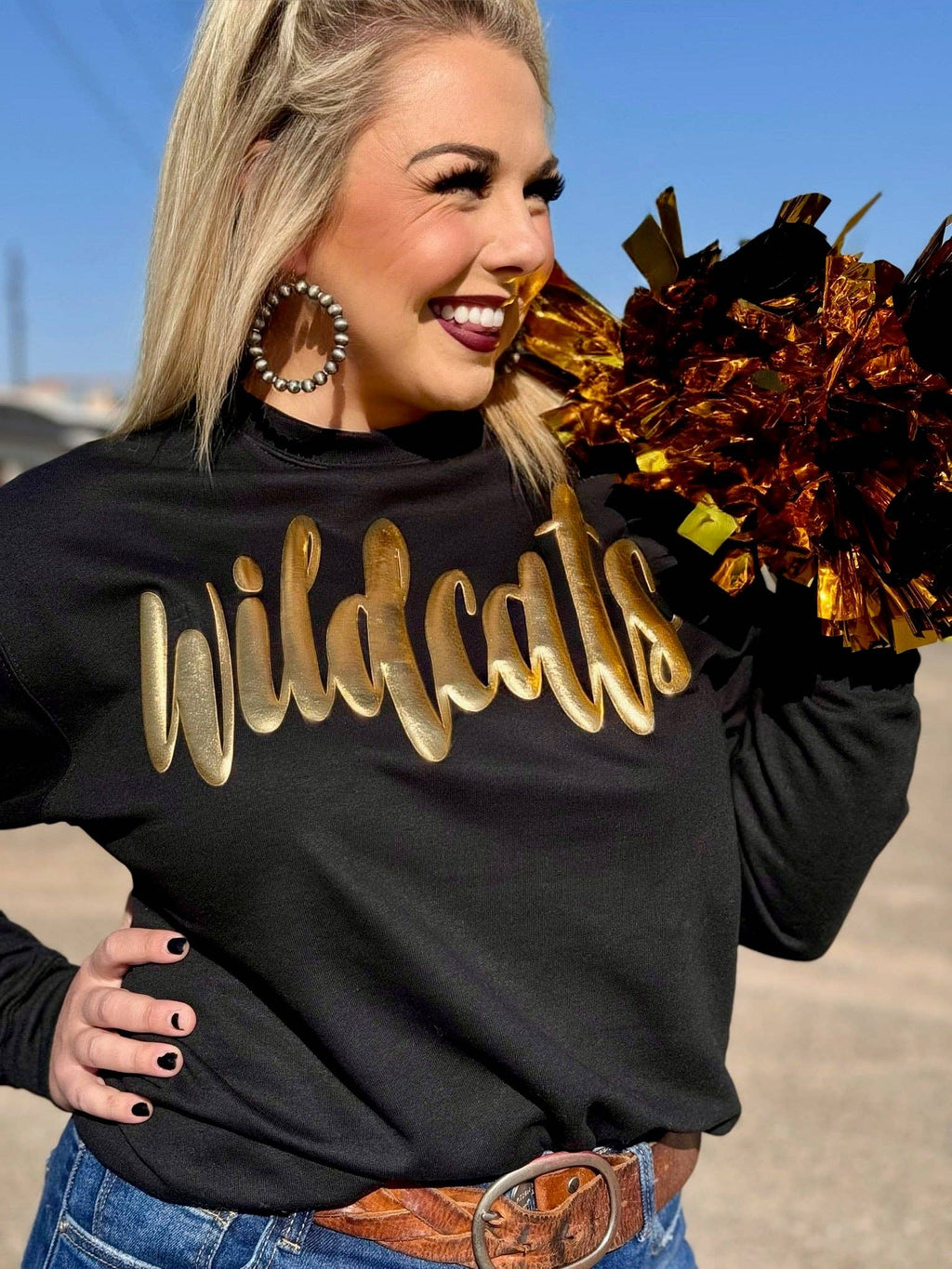 Gold Metallic Puff Custom Sweatshirt