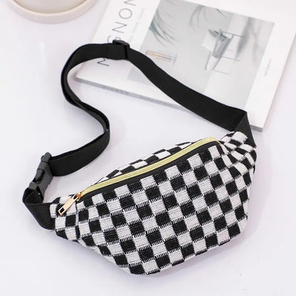 Zenana Knit Checkered Bum Bag