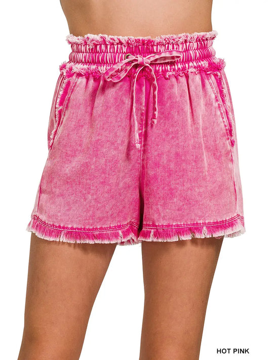 Zenana Washed Linen Shorts