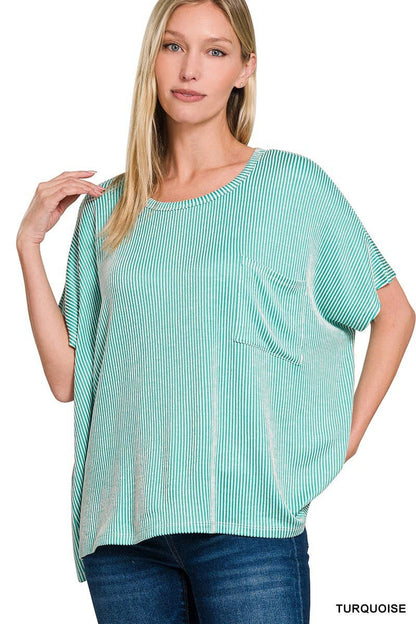 Corded Rib Oversized Short-sleeve Top