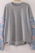 Contrast Print Sleeve Thermal Top
