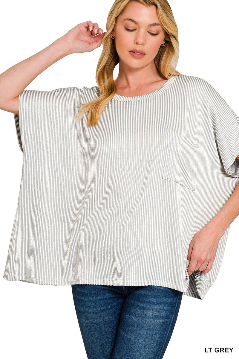 Corded Rib Oversized Short-sleeve Top