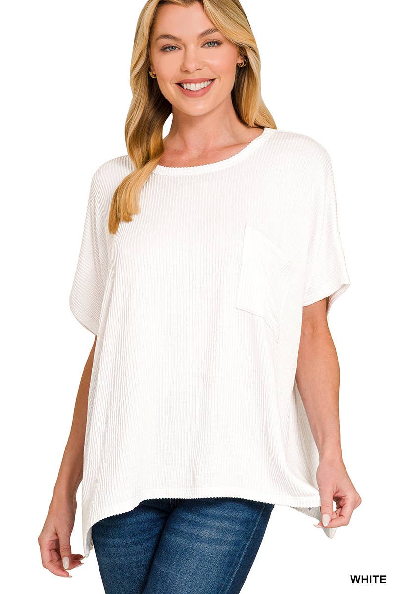 Corded Rib Oversized Short-sleeve Top
