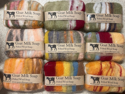 Felted Goat Milk Soap Bar - Soap and Wash Cloth all in one!