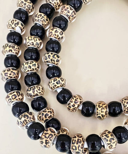 LEOPARD BEADED PHONE CHARGING CABLE 4-IN-1