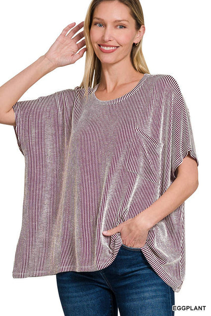 Corded Rib Oversized Short-sleeve Top