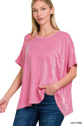 Corded Rib Oversized Short-sleeve Top