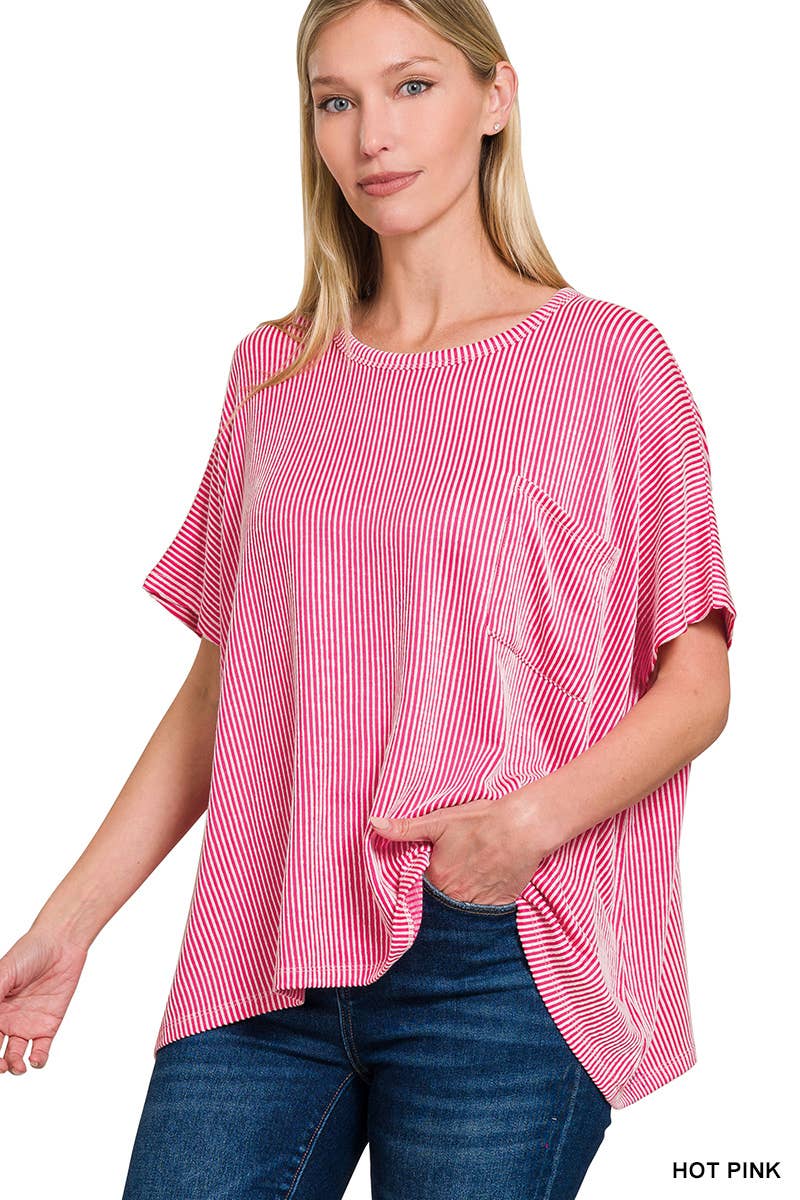 Corded Rib Oversized Short-sleeve Top