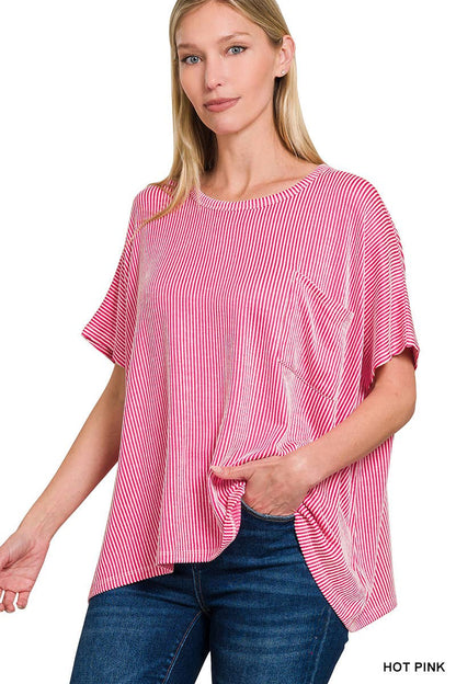 Corded Rib Oversized Short-sleeve Top