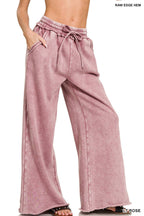 Acid Wash Fleece Palazzo Sweatpants With Pockets