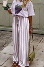 Striped Wide-Leg Casual Pants